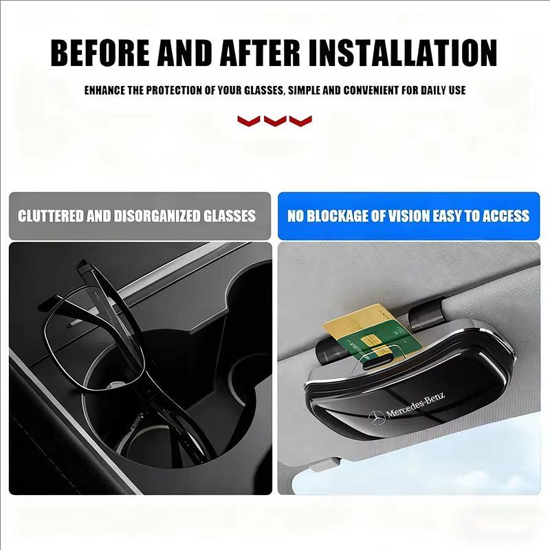 TVE4 Car Visor Sunglasses Glasses Case Glasses Holder Clip Box Accessories For Mercedes Benz AMG GLC W203 W206 W220 W205 W211 W212