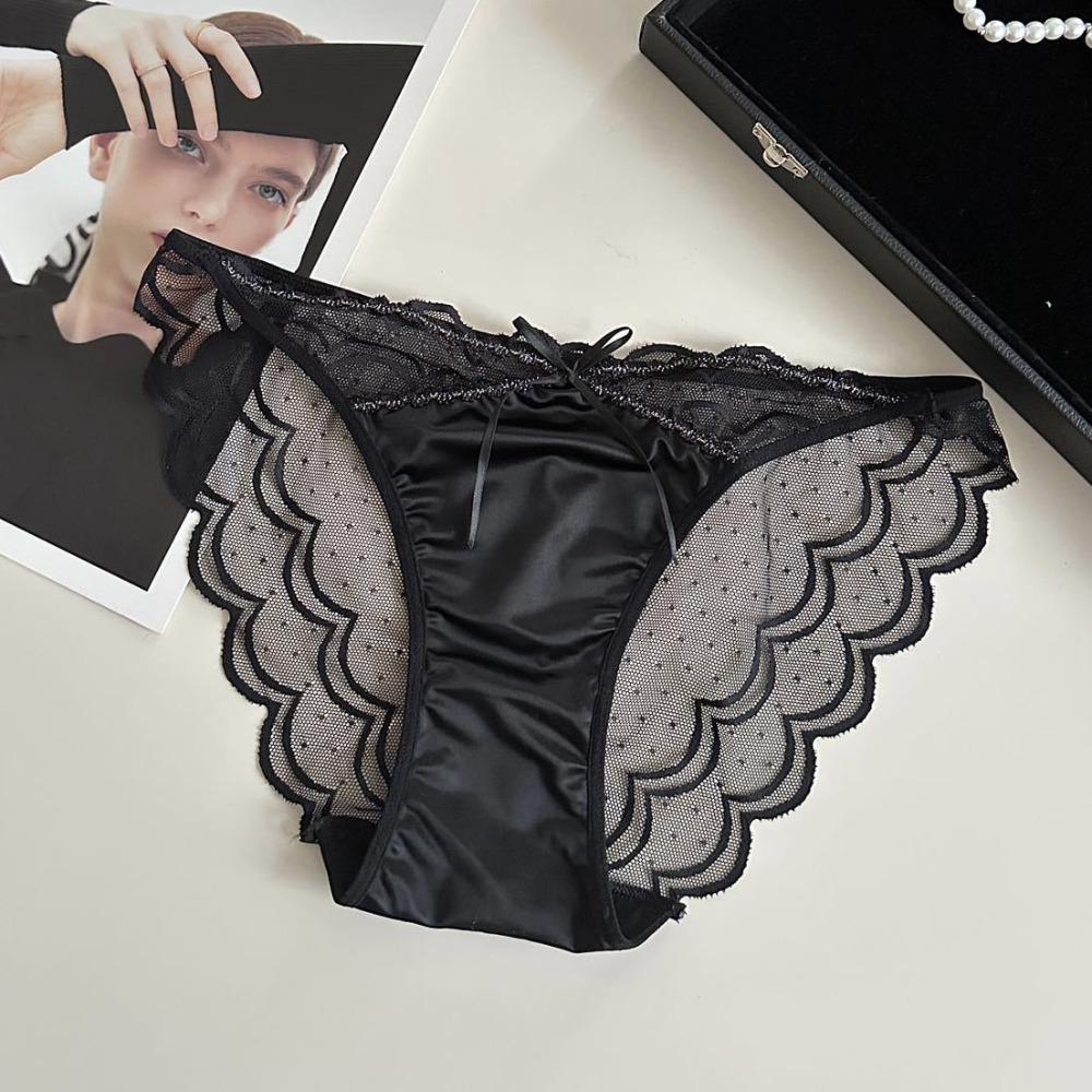 Low Waist Seamless Lace Briefs Ultra-thin Women's Mesh Underpants Lace Flower Panties  Lingerie