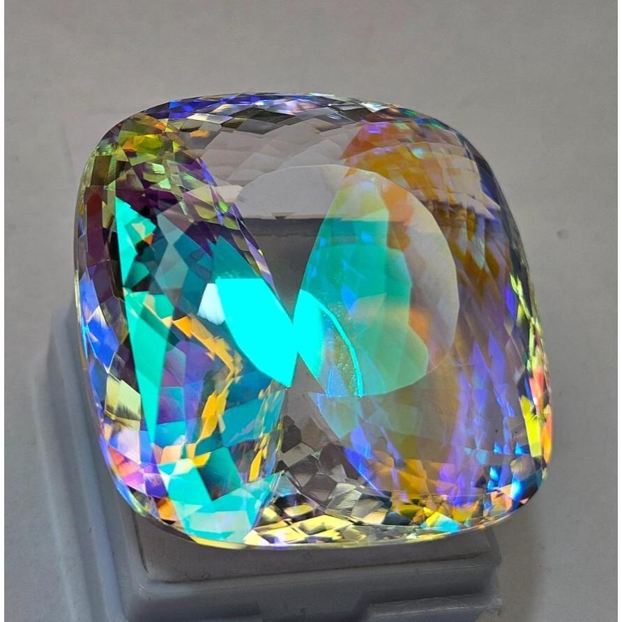 131.15 Ct Natural Mystic Topaz Cushion Rainbow Color Stunning Gemstone