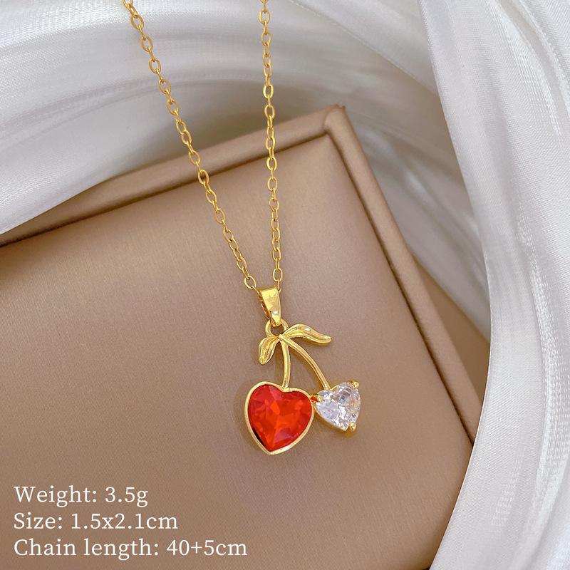 Multi-Element Style Copper Micro-Inlaid Necklace Combination Female Real Gold Electroplated Exquisite Collarbone Chain