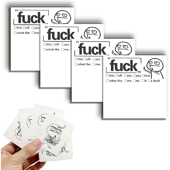 Funny Sticky Notes for Adults for Work, What The Fuck Sticky Notepads, Funny Post It Notes, Oh, for Fuck s Sake Novelty Notepads, 4 Pads with 50pcs 4 F U C K