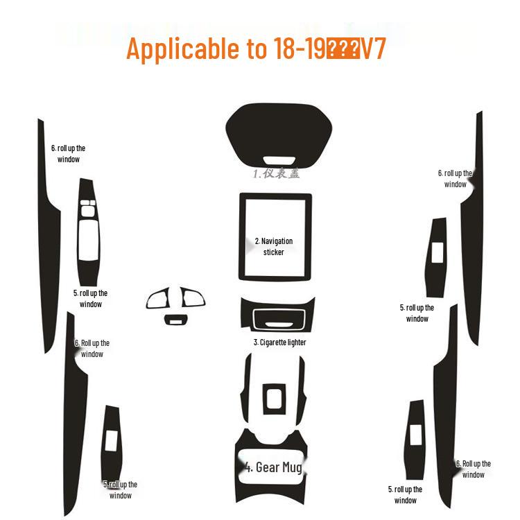 18-19 Zhonghua V7 Interior Carbon Fiber Gear Shift Decal - Scratch-Resistant Sticker