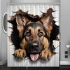 1pc Spring/Summer Wall Hole Dog Pattern Digital Print Shower Curtain, Bathroom Home Decor with Free Hooks, Machine Washable, A
