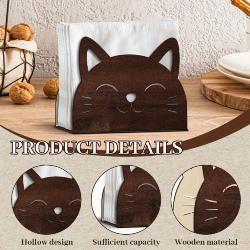 Cat Shape Design Wooden Cat Napkin Holder Wooden Material Decorative Tissue Rack  Cocktail Bar