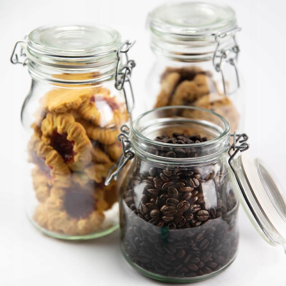 GLASS HERMETIC JAR WITH GLASS LID 1.1L