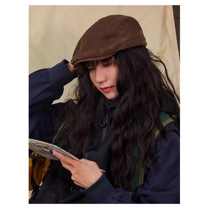 Beret forward hat retro literary and artistic versatile painter hat solid color simple two wearing beret hand embroidery