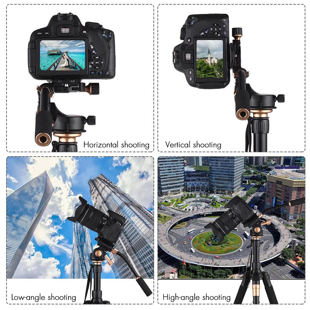 Aluminum 3-Way Damping Tripod Head With Pan Bar