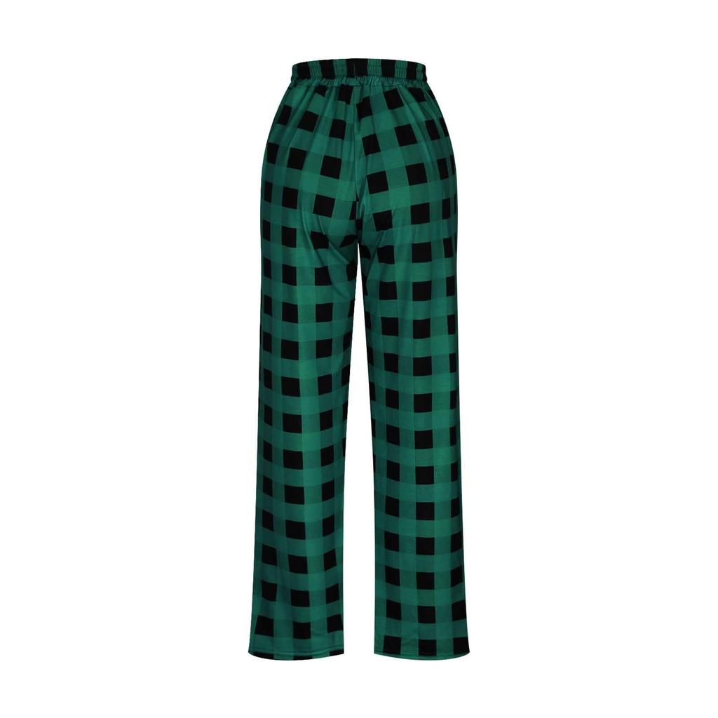 Men's Drawstring Plaid Print Pants - Long Casual Trousers With Belted Pockets