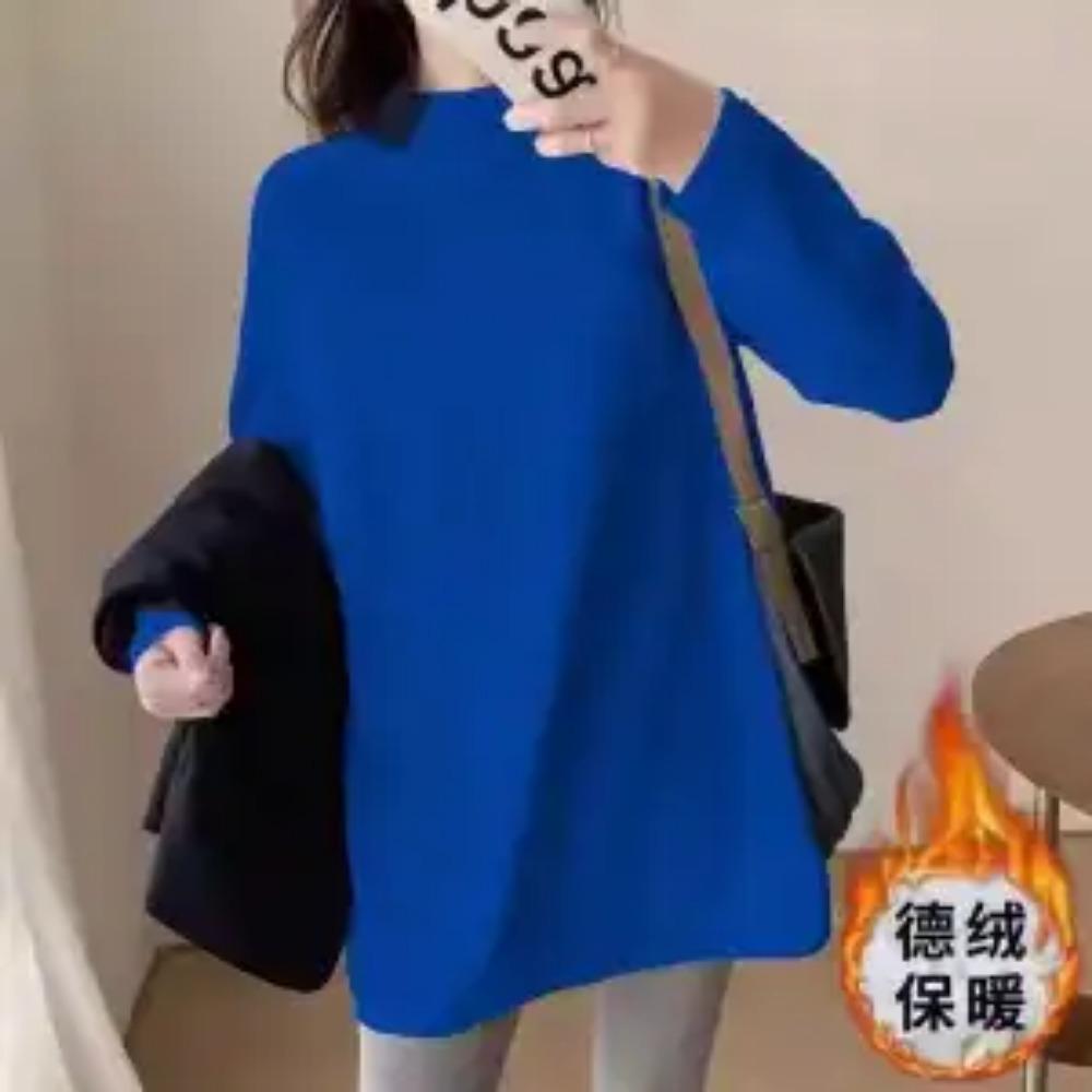 Long-sleeved T-shirt Women Mid-length Bottoming Shirt Half Turtleneck Spring and Autumn New Loose Korean Style Inner Top