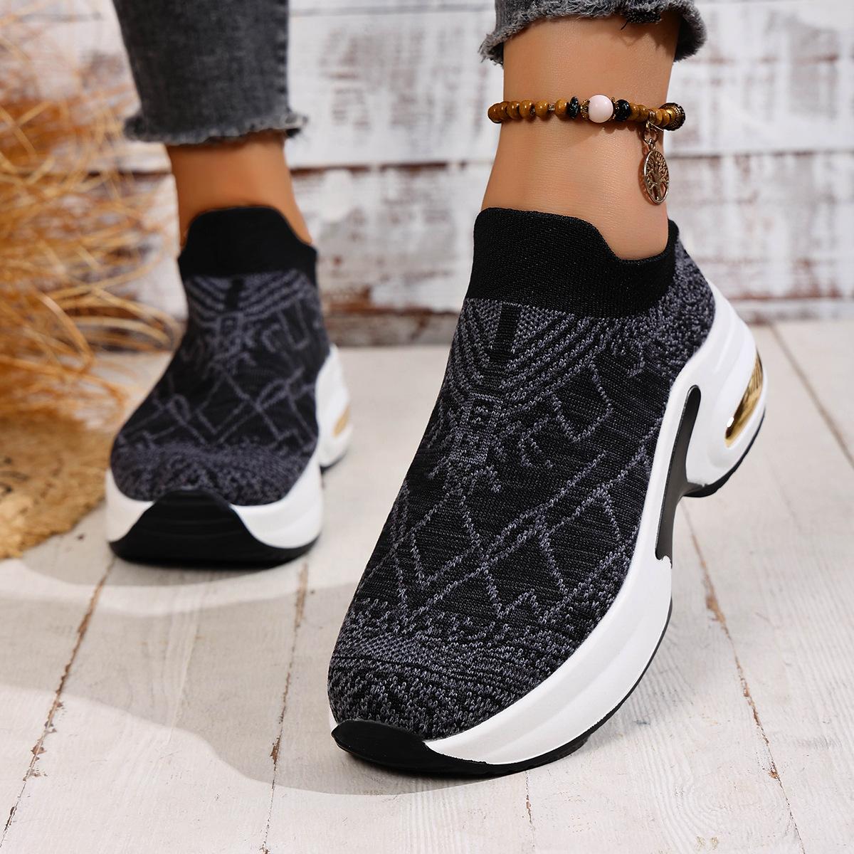 

Жіночі дихаючі slip-on з сітки, шкарпетки-кросівки з вирізами проти ковзання, легкі оптові балетки для дропшипінгу 43 чорний