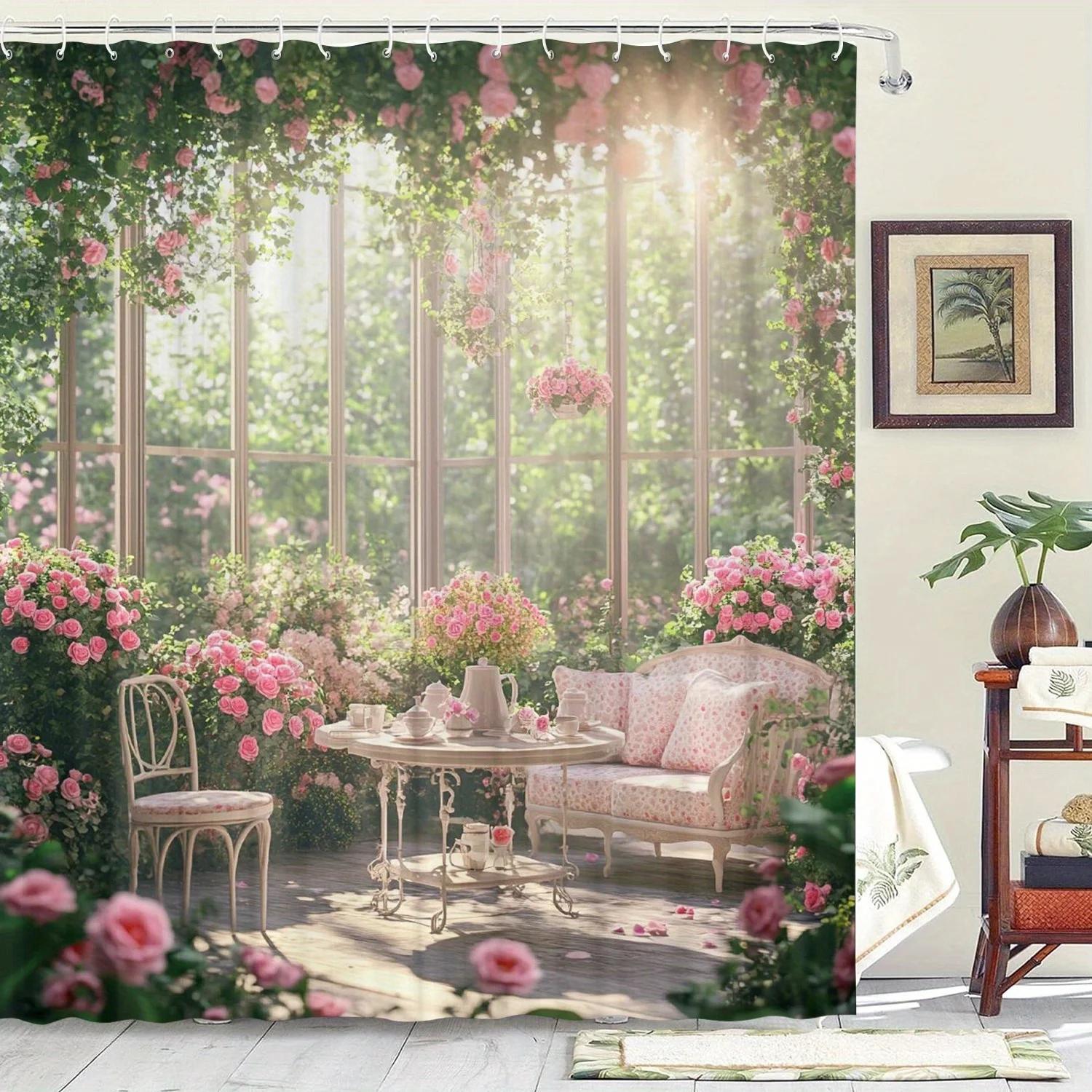 

Enchanted Garden Shower Curtain - Multi-Style Bath Decor, Perfect For Those Who Love Nature-Inspired And Practical Designs W60H190(CM)-1 Pcs