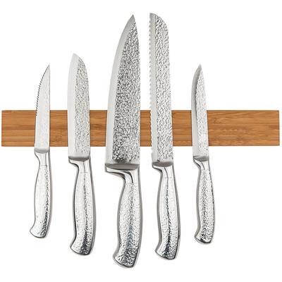 Leeseph Powerful Wall Mount Magnetic Knife Strip, Solid Bamboo Wood Knife Rack,16 Inch