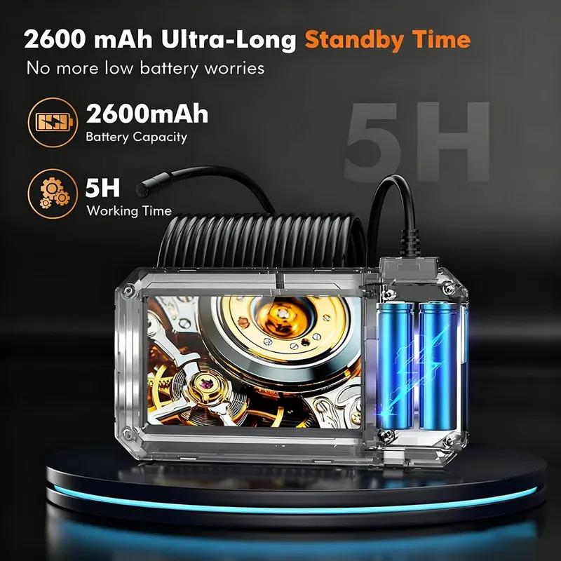 Industrial Endoscope Camera 4.3inch IPS Screen 8mm HD1080P IP67 Waterproof 8 LED Light Inspection Borescope for Pipe Car Repair