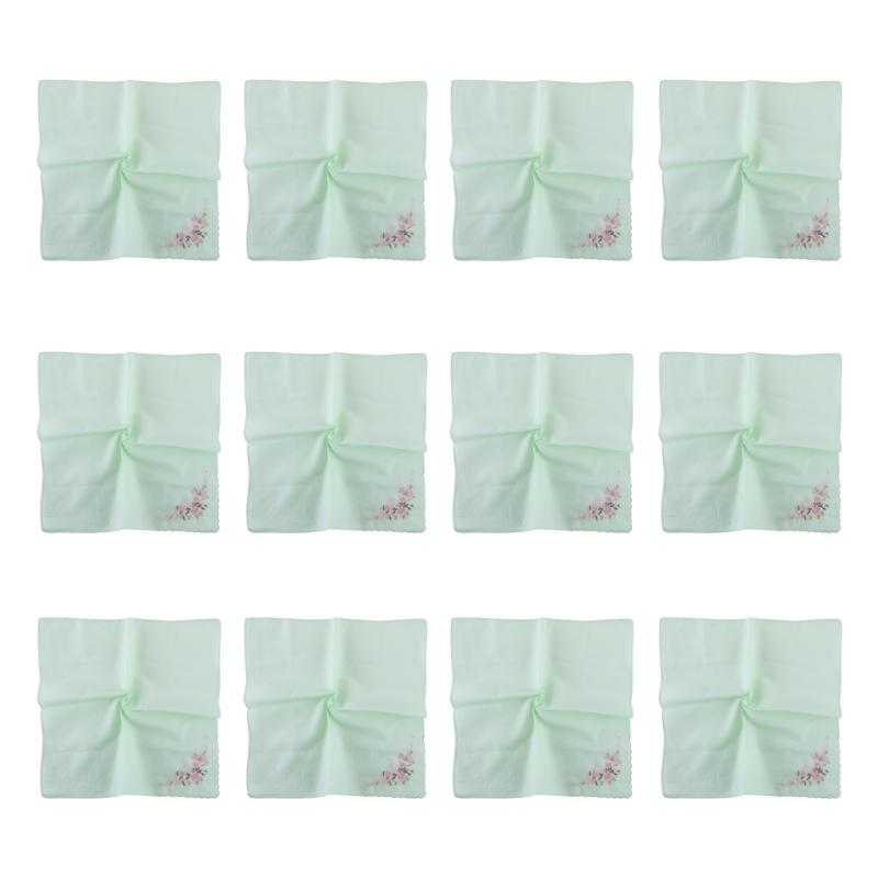 12 Pack Colorful Embroidery Handkerchiefs Soft Fabric Handkerchief Multipurpose Handkerchief for Decoration