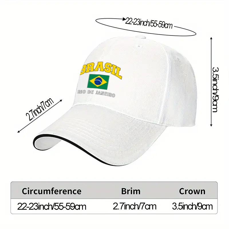 1Pc, Adjustable Sandwich Baseball Cap With Brazilian Flag And Rio De Janeiro Print, Lightweight Printed Women'S Hat, Simple
