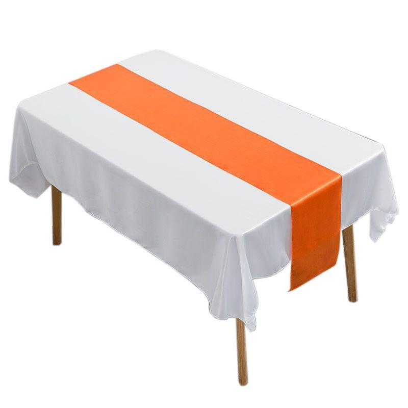 

Атласный красный раннер на стол центральные элементы Свадебное мероприятие Банкет Домашняя скатерть Декор Orange