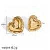 18k Gold Plated Heart Stainless Steel Stud Earrings for Women - Fashionable and Versatile European-American Style