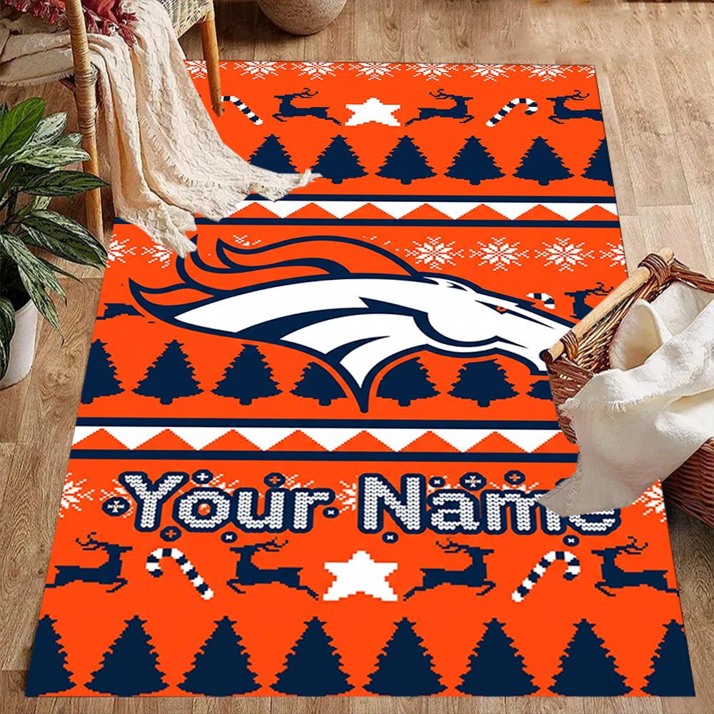 Denver Broncos Logo Customized Name Carpet Perfect for Kitchen Hallway Entryway Dormitory Anti-slip Rug Anime Office Decor