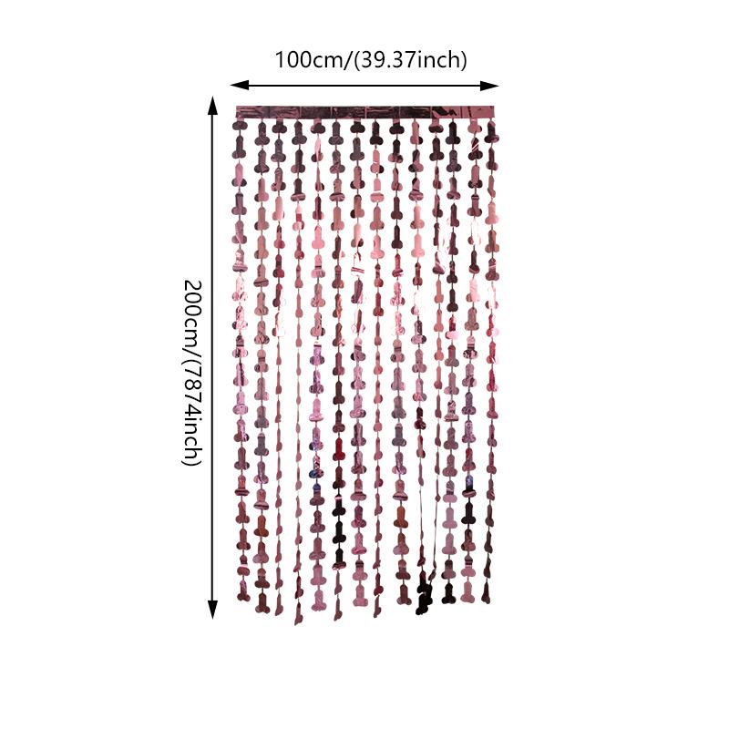 1x2m/2x2m Bachelorette Party Decorations Penis Rose Gold Metallic Foil Fringe Curtain Bridal Shower Hen Party Photo Booth Props