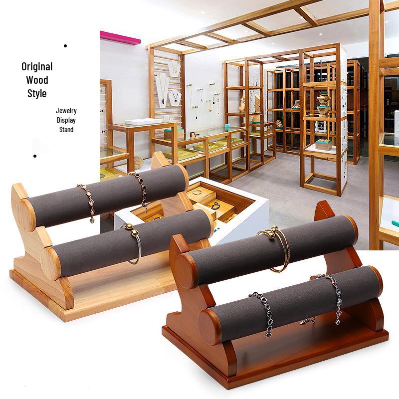Digu Solid Wood Jewelry Display Stand: Removable Tiered Bangle & Bracelet Storage Rack