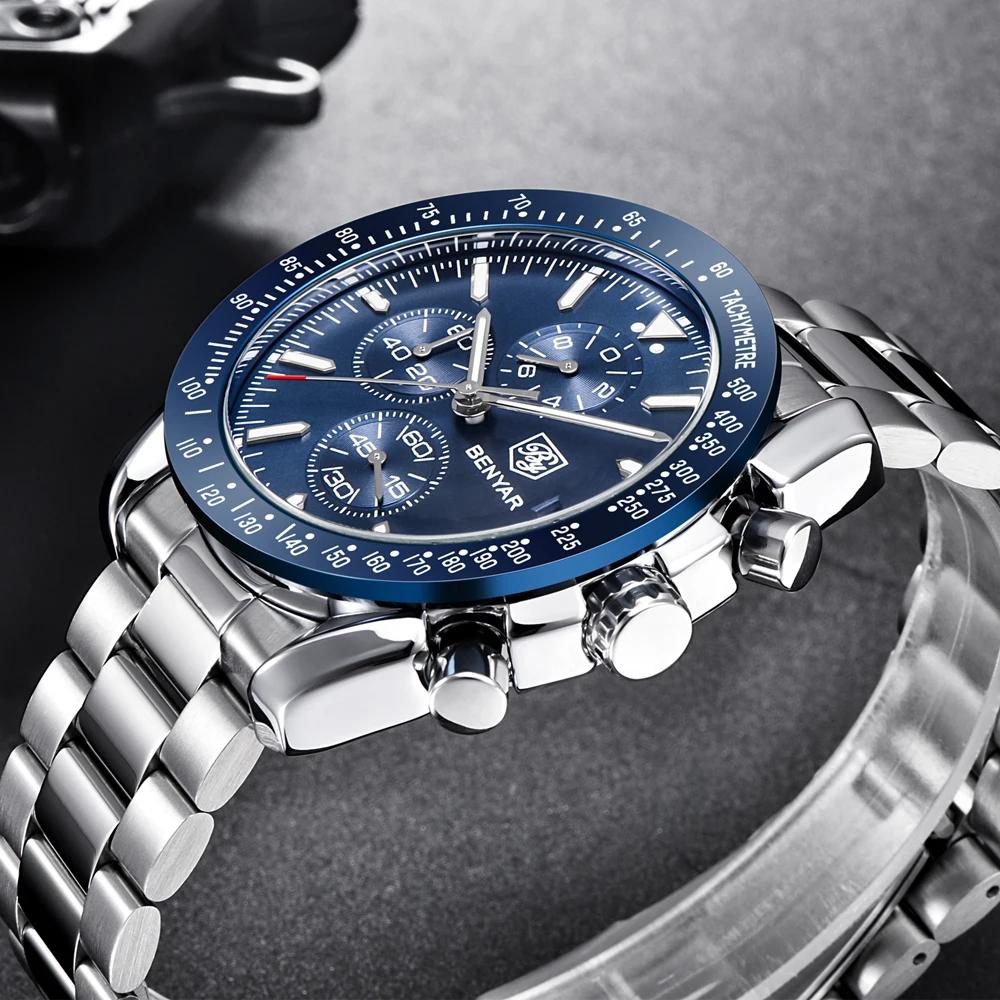 BENYAR 5140 Casual Sports Men Watch Luxury Waterproof Men Quartz Watches Top Brand Military Chronograph Watches for Man Reloj