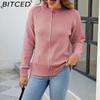 BITCED Autumn/Winter Women's Solid Colour Zip-Up O-Neck Knitted Cardigan