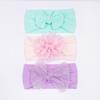 3Pcs new children's hair accessories, baby nylon bow does not hurt the skin, wide headscarf, baby headband.