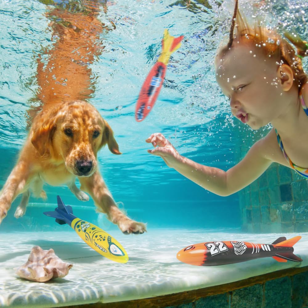 4 buc Inele de Scufundare de Vară pentru Copii, Inele de Practică Scufundări cu Apnee, Jucării pentru Scufundări la Piscină pentru Copii, Jucării de Antrenament pentru Scufundări Subacvatice pentru Copii cu Vârsta de 3+ ani (4