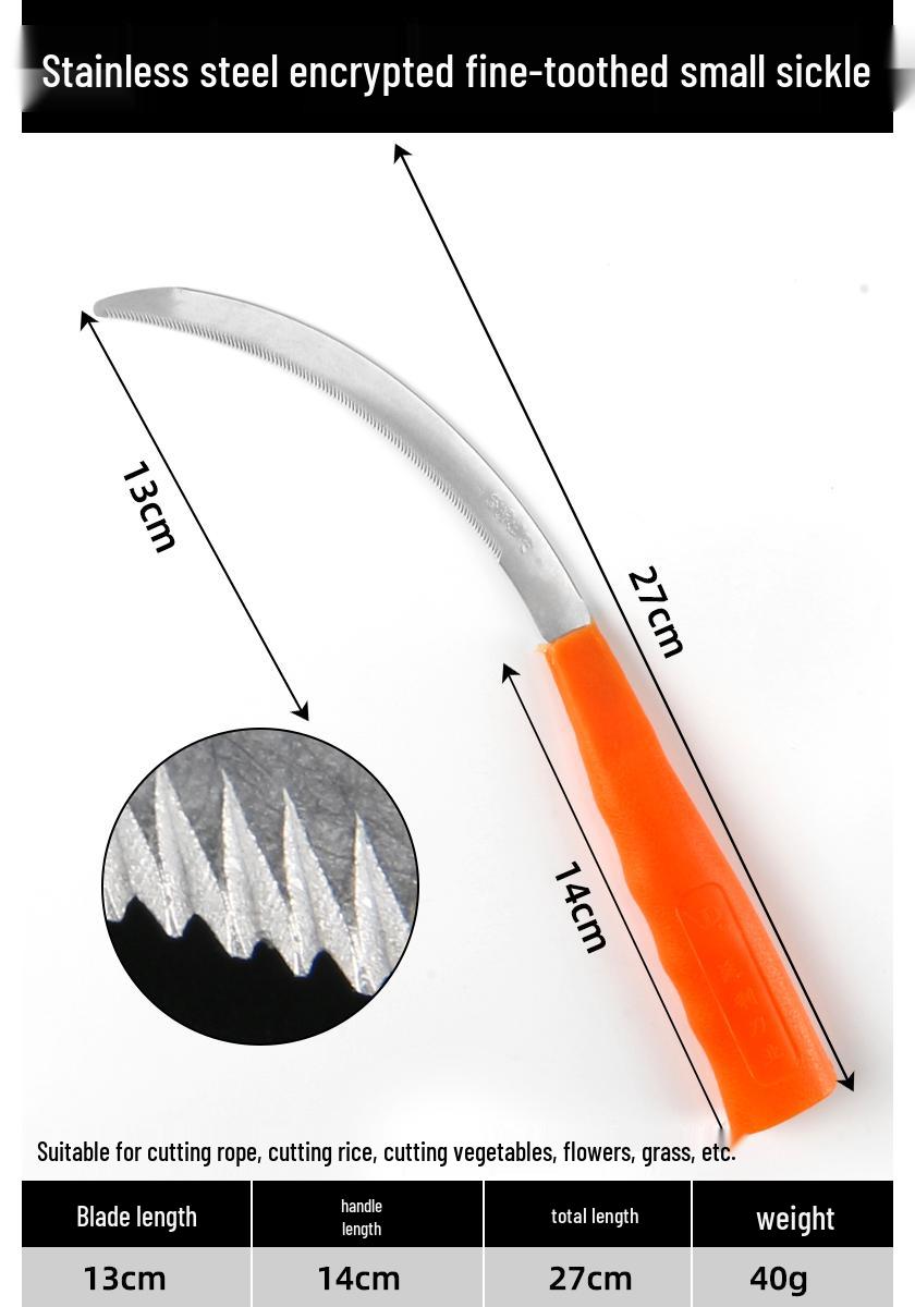Manganese Steel Multi-Functional Sickle: Grass, Weed, Wood, and Corn Harvesting Tool мандариновый