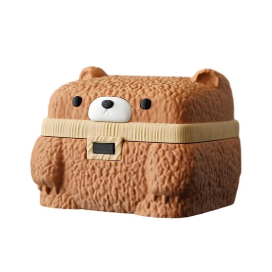 

Square Bear Storage Box with Lid 3D Printed Decorative Jewelry Candy Trinkets Small Keepsakes Container Home Office Desk Decoration коричневый