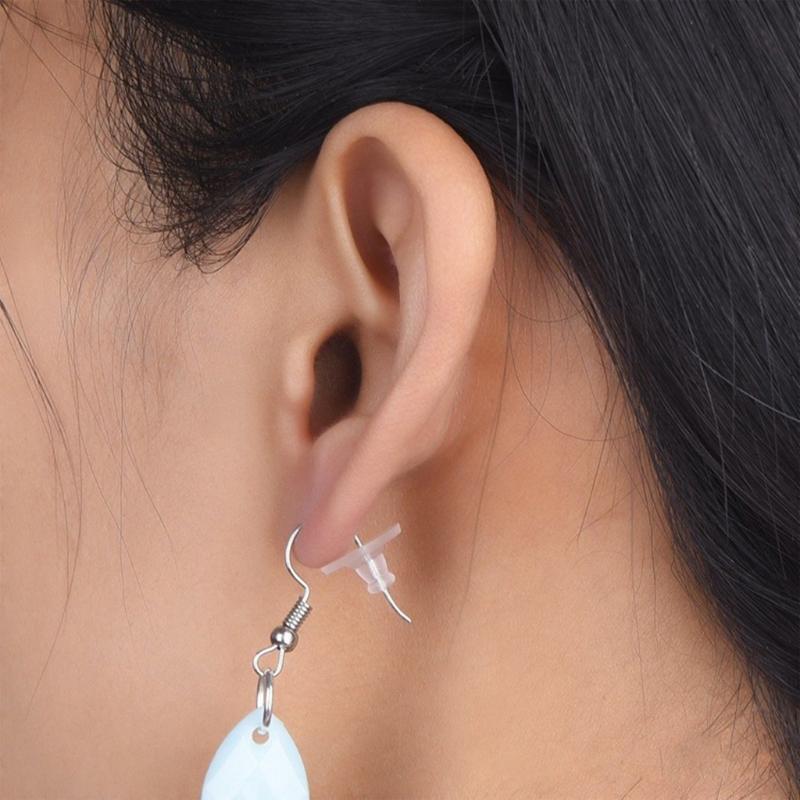 100 Pieces Soft Clear Earring Backings Silicone Rubber Safety Back Pads Backstops Replacement for Earring Studs Hoop DIY