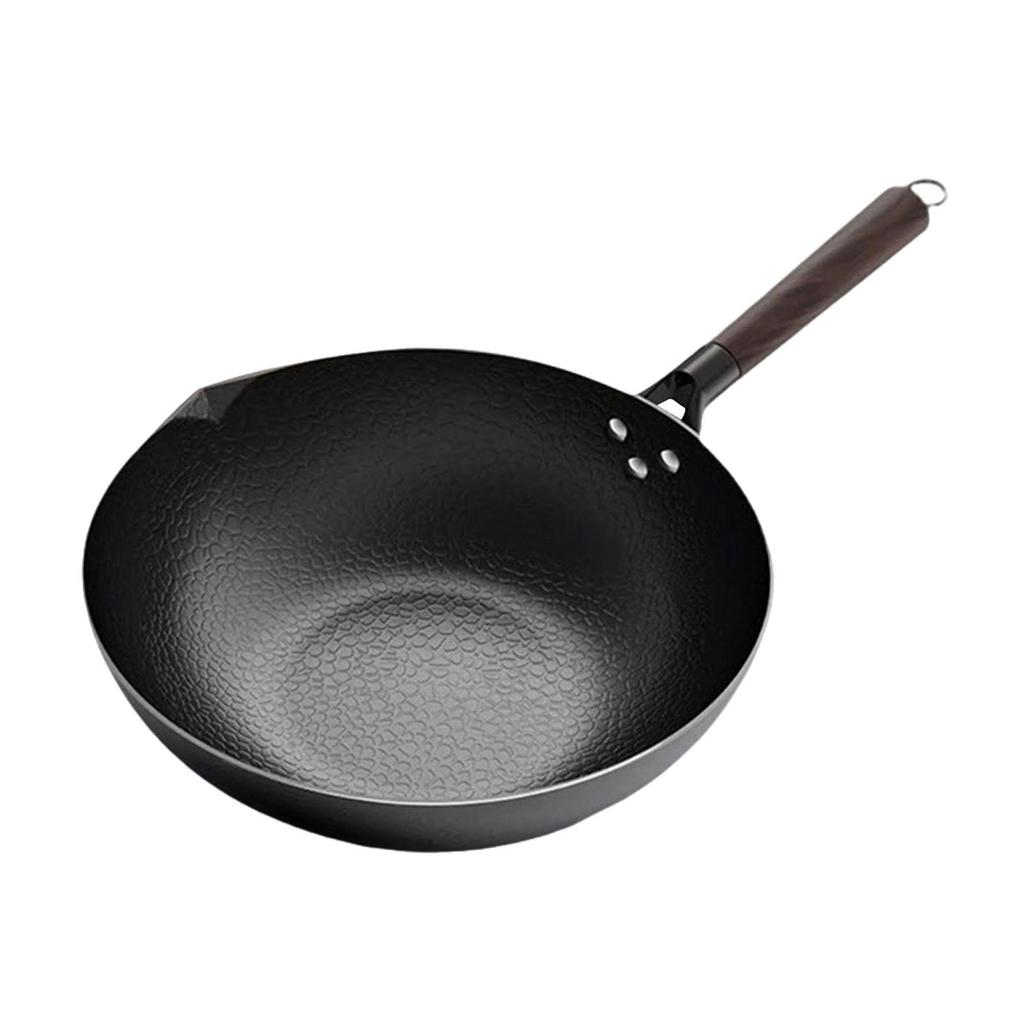 12.60inch Wok Cooking Cookware Induction Cooker Uncoated Pots Sautee Pan Without Wood Lid