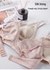 French Silk Satin Wire-Free Bra - Mulberry Silk, Breathable Mesh, Thin Triangle Cup, Lingerie for Large Busts