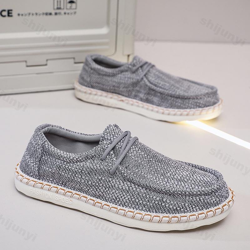Summer Men Canvas Loafers Comfortable Walking Flats Man Non Slip Soft Moccasins Sneakers  Breathable Lightweight Casual Shoes