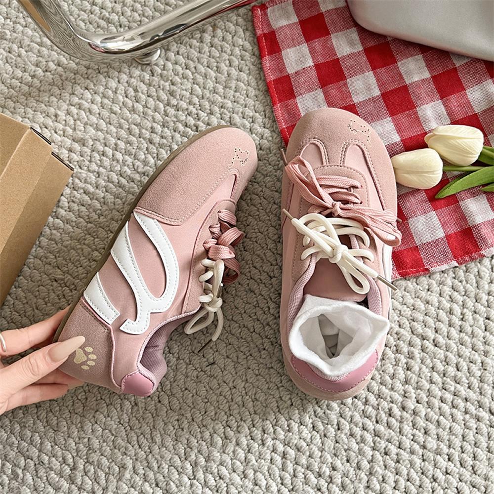 Rote Retro Damen Deqin Schuhe Frühling Sommer Neu Allround Wildlederimitat Freizeit Sportschuhe Schnürschuhe Agan Schuhe Gummisohle