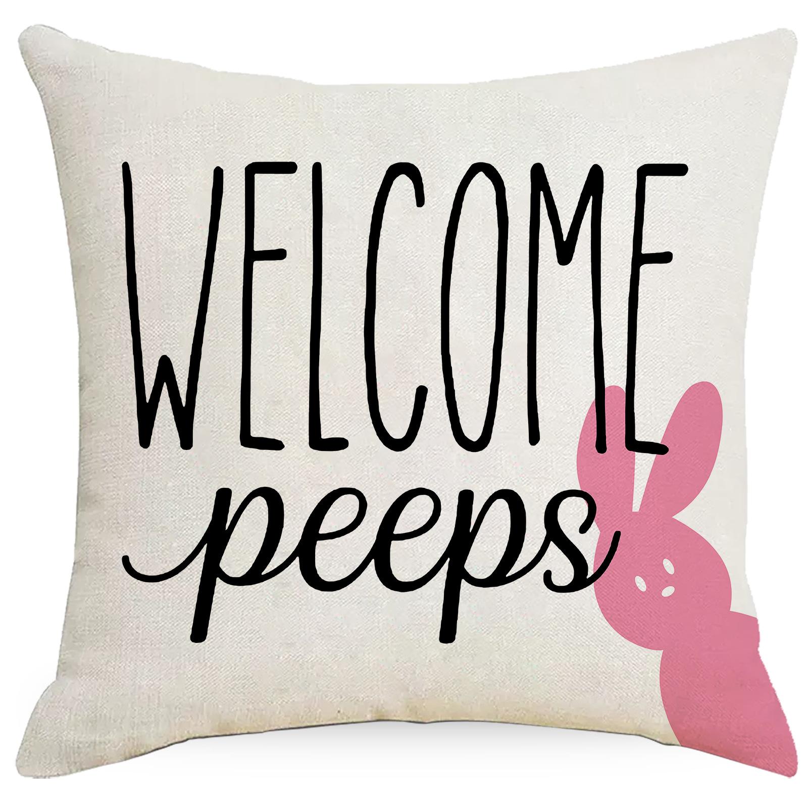 

Easter Floral Pillowcase Linen Letter Printing Sofa Cover Cushion Cover Bedroom Pillowcase 45 * 45Cm