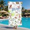 Florida Tropical Wildlife Watercolor Beach Towel Large Size Lightweight Seaside Towel For Summer Beach Trip