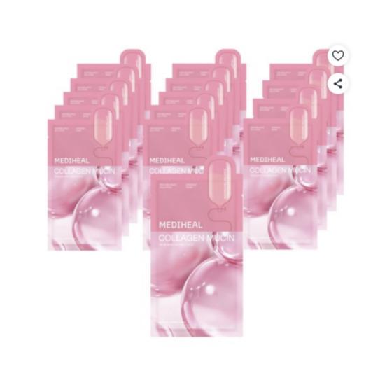 MEDIHEAL Collagen Mucin Essence Sheet Mask Firming Hydration Care 20ml 15pcs