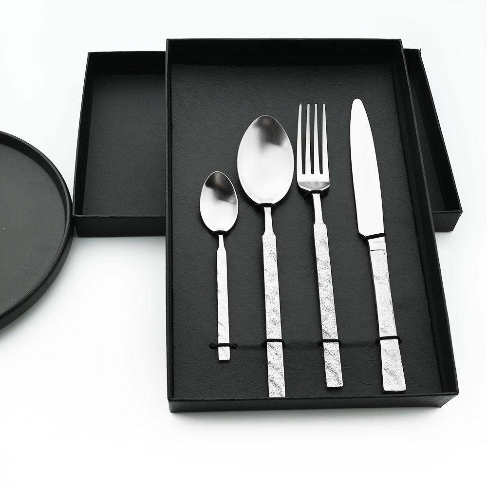 Матовая нержавеющая сталь, винтажный набор столовых приборов в стиле ...