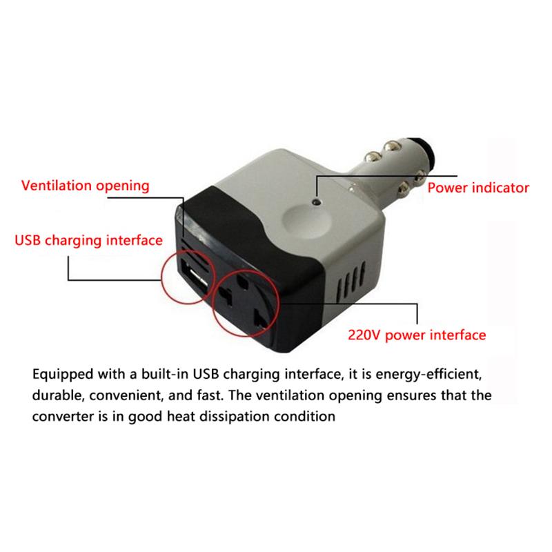 12V/ 24V DC auf 220V Autostromspannung USB-Adapter Wechselrichter für LKW-Fahrzeuge ABS-Flammschutzkunststoff Autozubehör
