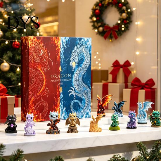 Collectible Toy Advent Calendar Christmas Dragon Calendar, 24 Days 2D Flat Acrylic Ornaments Countdown Decoration for Room Fantasy Hanging Pendants