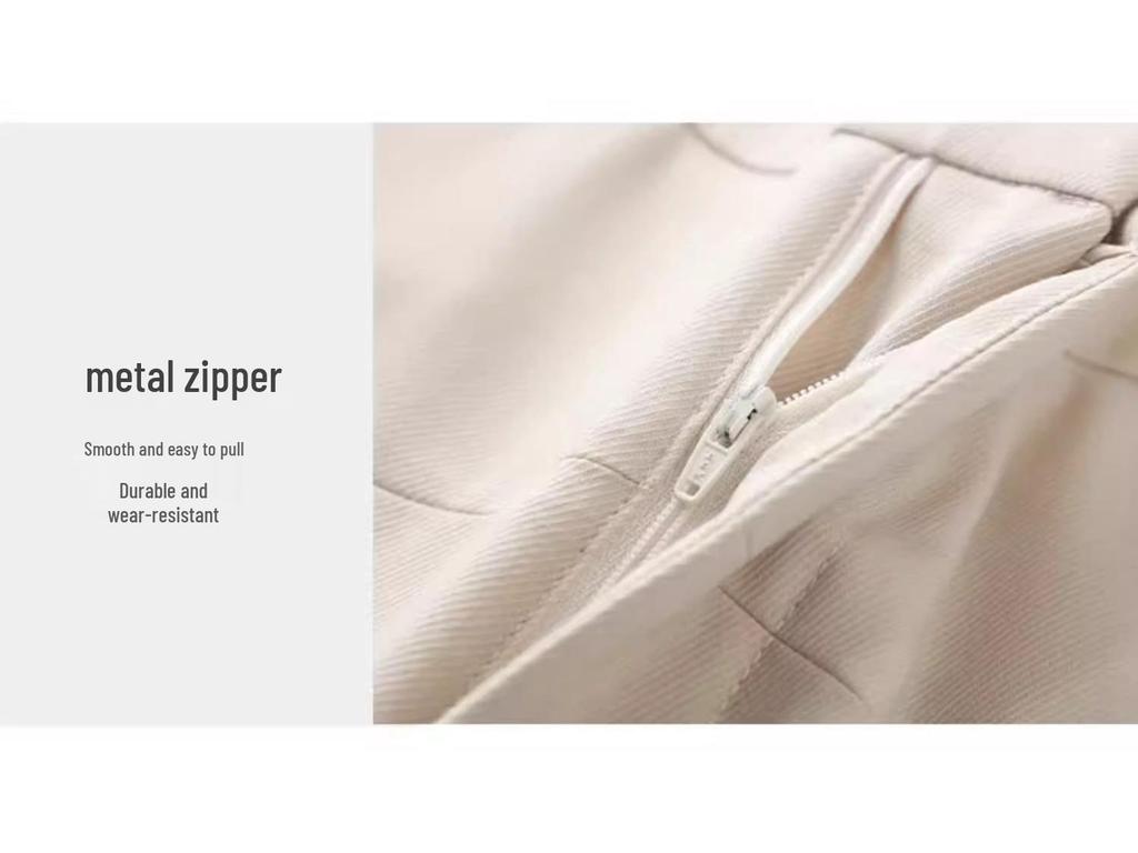 Women's Khaki Wide-Leg Summer Pants 2025: New Loose-Fit, Petite Nine-Point, Straight-Leg Design