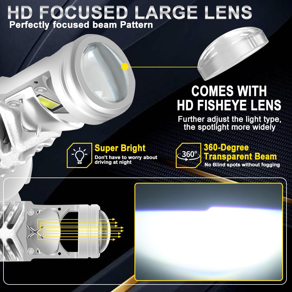 2 Stück H7 H4 Bi-LED Mini Projektorlinse LED Auto Scheinwerferlampen CANBUS HB2 9003 Fernlicht Abblendlicht 80000Lm Nebelscheinwerferlampe 12V Auto Motorrad Mini Linse