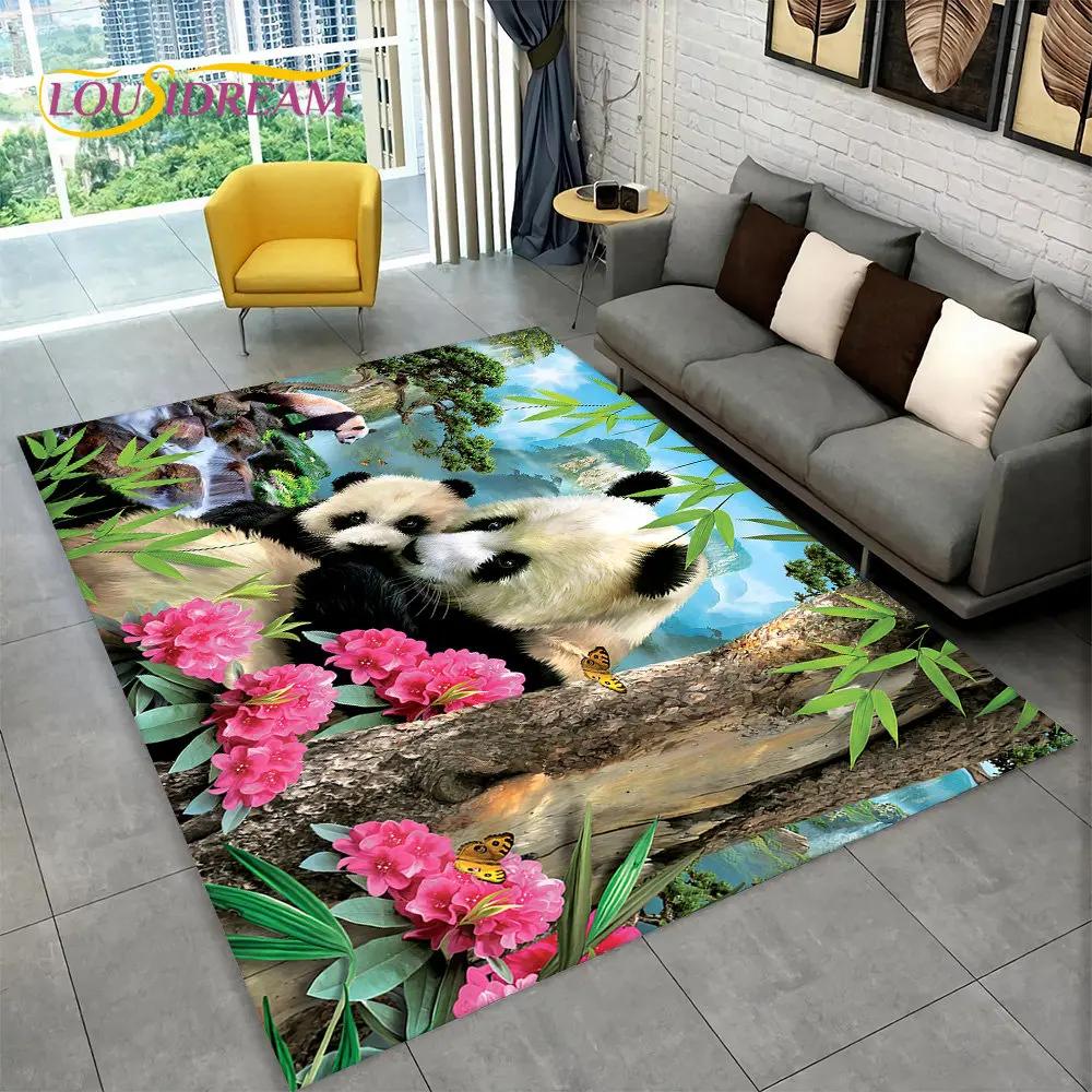 Dywan z motywem zwierząt z kreskówek Panda, dywanik do salonu, sypialni dziecięcej, sofy, wycieraczki, kuchni, antypoślizgowa mata podłogowa