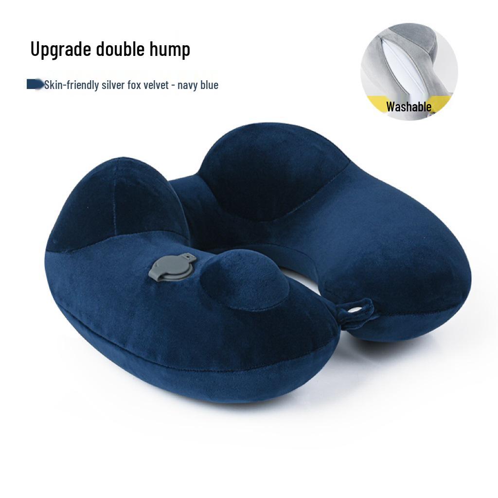 U-förmiges Reise-Nackenkissen - Zum Aufblasen drücken, Tragbare Stütze für Flüge und Geschäftsreisen