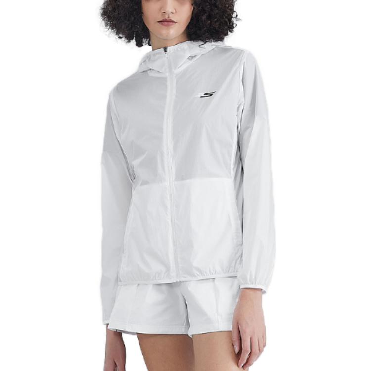 Skechers Solid Color Logo Loose Woven Comfortable Cool Feel Hooded Dust Wind UV Protection Sun Protection Jacket Women Jackets P223W081-0019