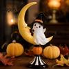 Festive Holiday Tabletop Pieces Halloween Ghost And Moon Resin Ornaments, Cute Spooky Figurine, Seasonal Room Decor Items Statue with Pumpkin Elements
