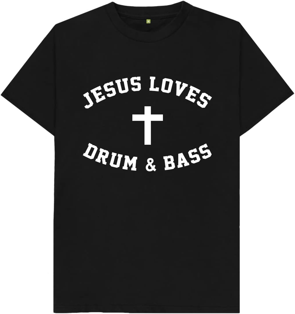 Jesus Loves Drum & Bass Mens T Shirt S чёрный