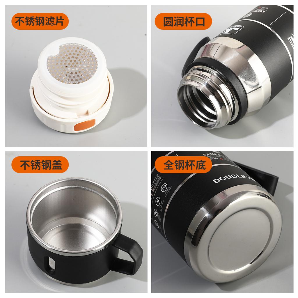 Water Bottle All Steel High Vacuum Thermos Cup Stainless Steel Double Cover Large Capacity Outdoor Water Cup Travel Kettle Tea Separation