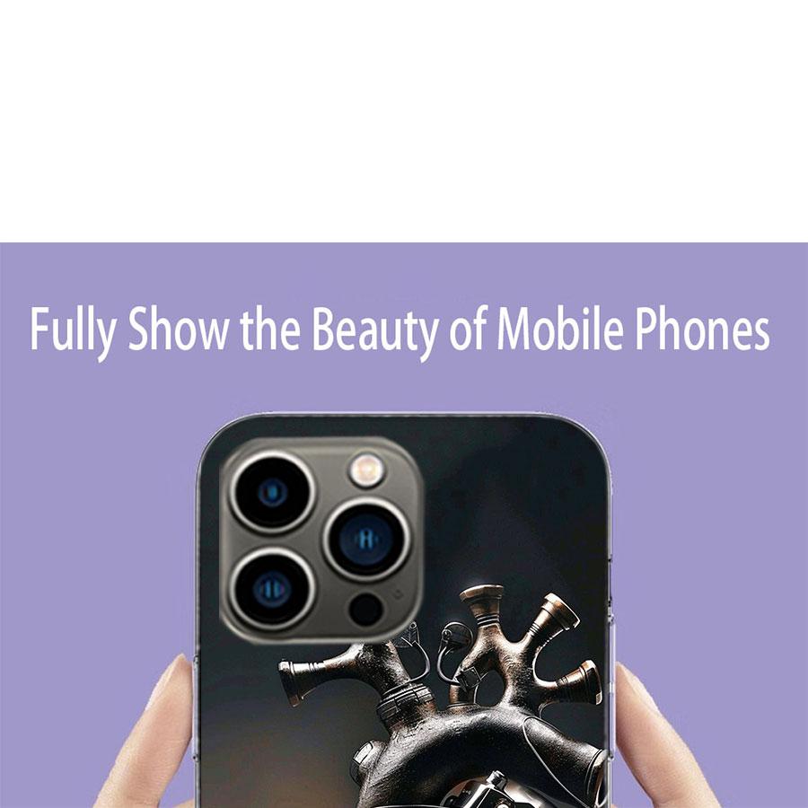 Heart Shaped Engine Phone Case For Iphone 17 Air 15 Pro 14 Plus 16 Pro Max 12 13 Mini 11 16E X XS Cover Cute Fundas